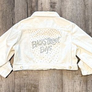 Backstreet Boys White Custom Crop Denim Jacket | Large | Las Vegas Sphere